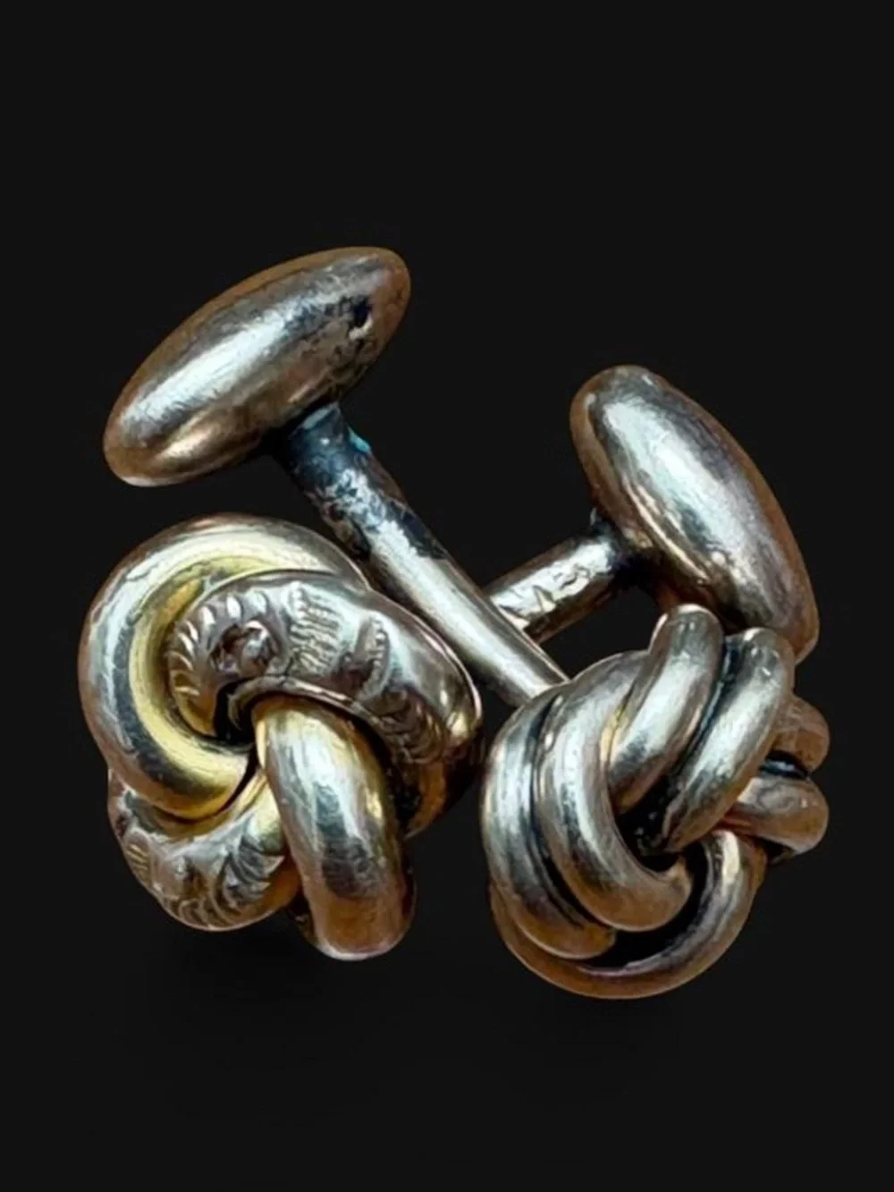 Pair of as-is gold knot vintage cuff links